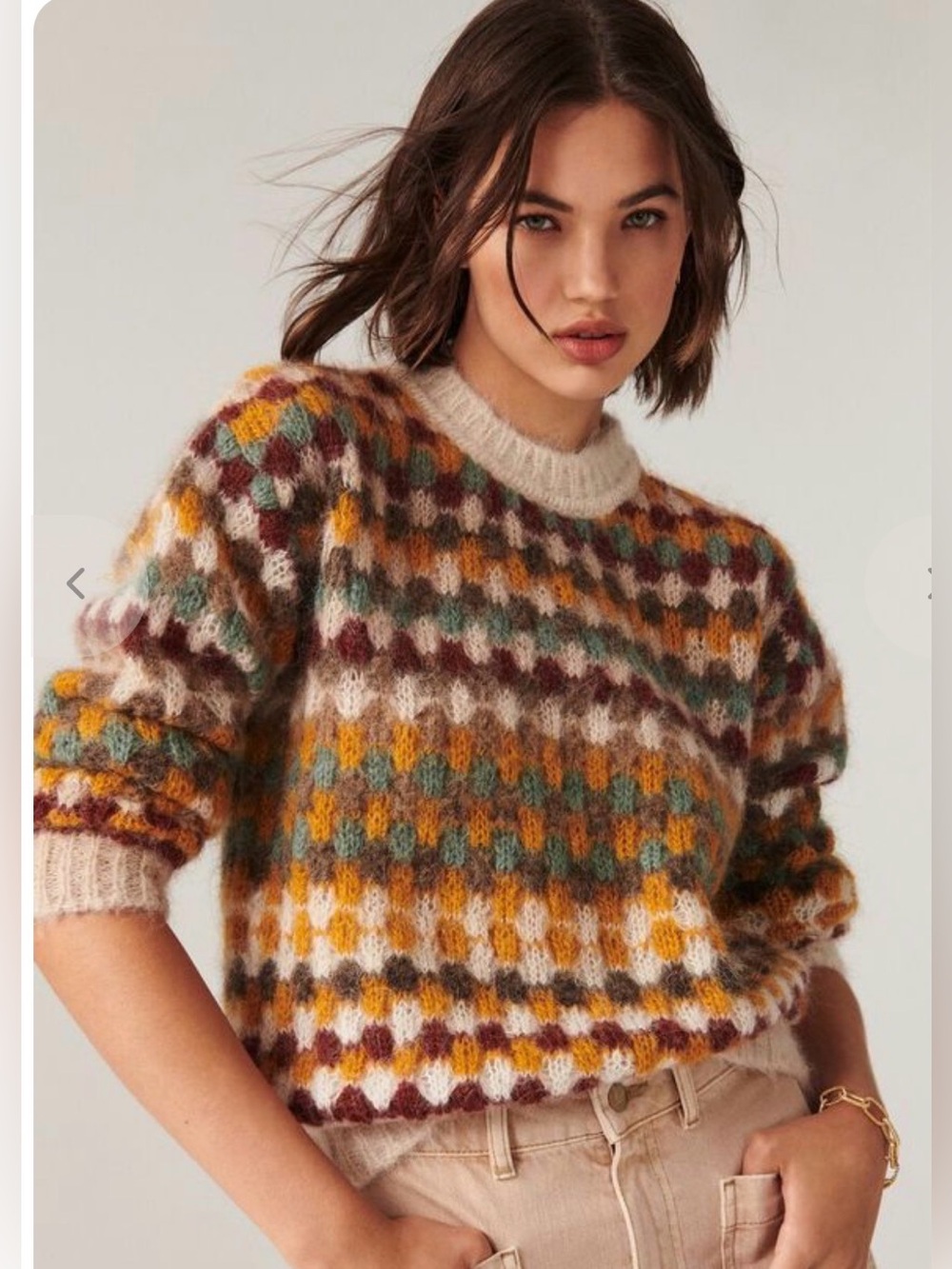 ba&sh Wade Multicolored Alpaca Blend Fair Isle Sweater NWT Size 1 / Small